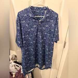 johnnie-O Navy Blue Patterned Polo Shirt